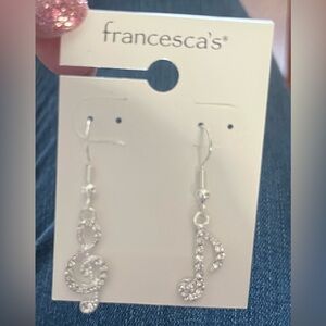 Francesca’s Music Note Dangle Bling Earrings-Brand New